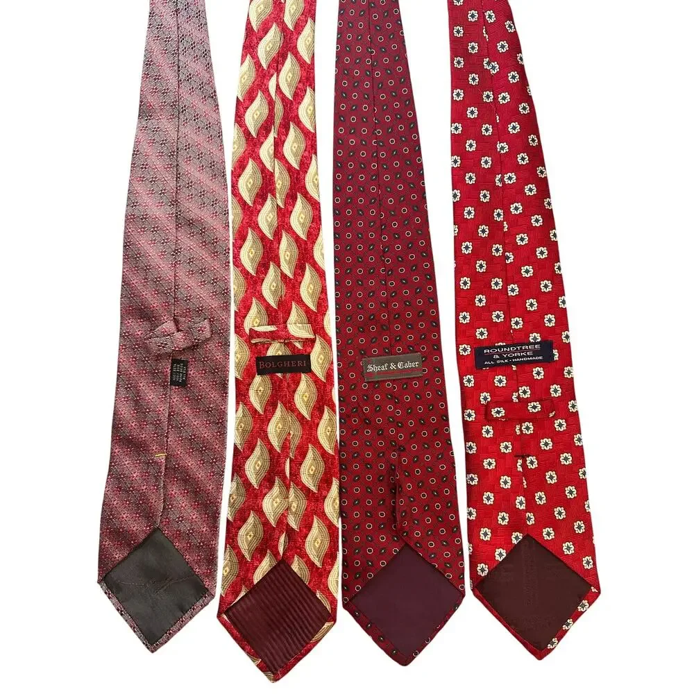 St James Silk Necktie Red Aviator Vintage 90s Designer Silk Necktie Bundle